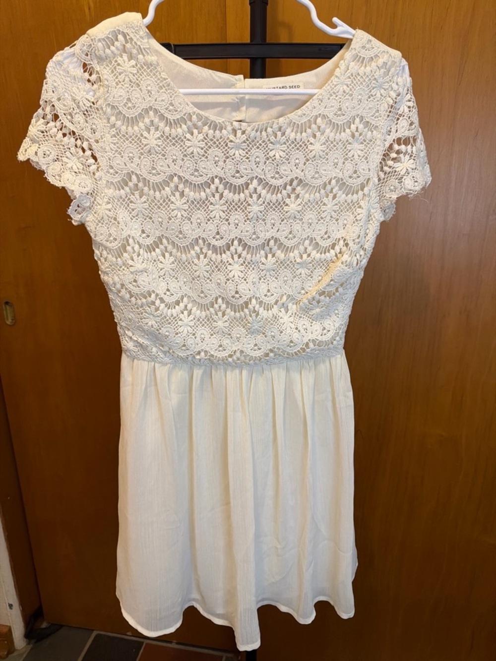 Mustard Seed Ivory Lace Bodice Short Dress - Women